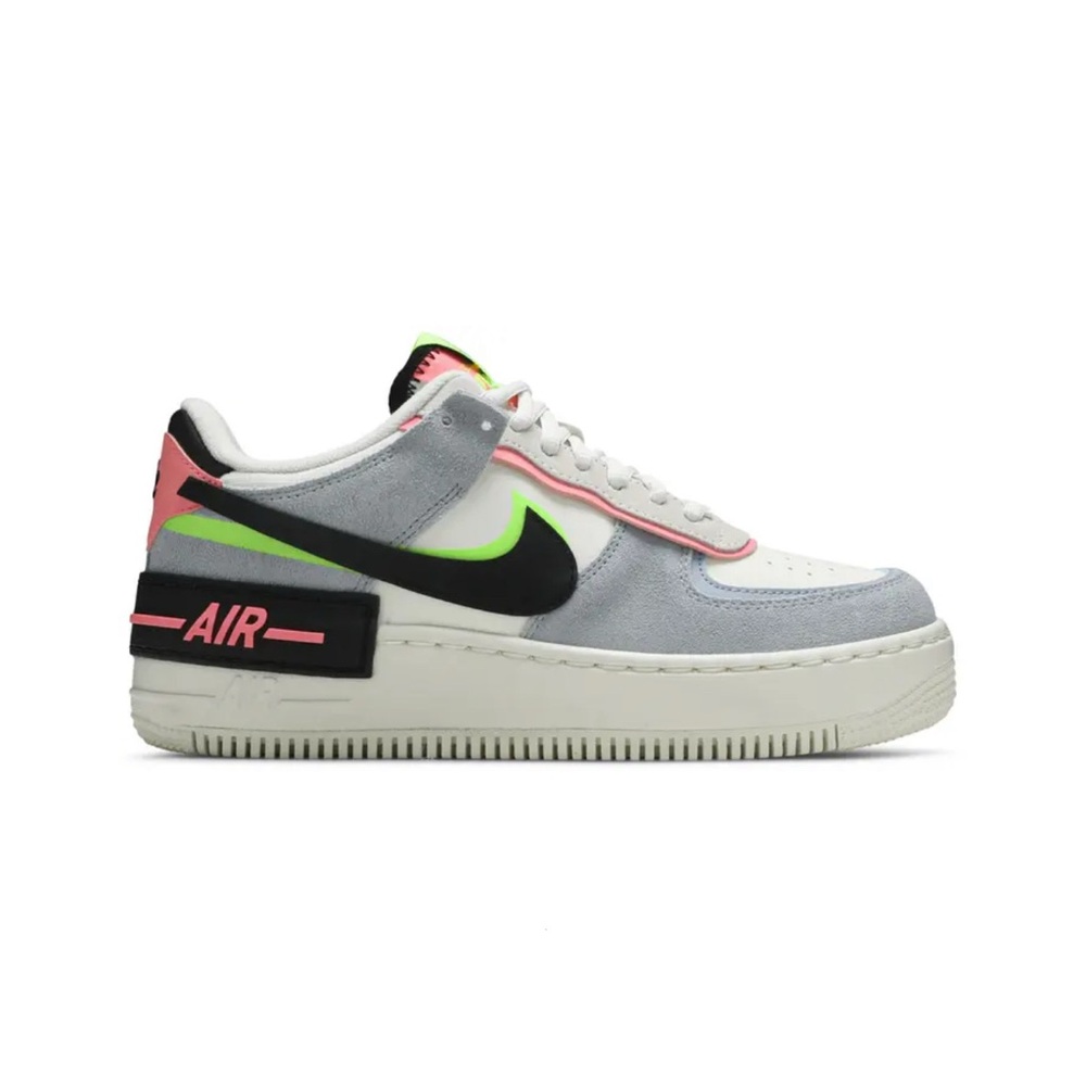 Nike Air Force 1 Shadow in White, Black, Pink, and Neon